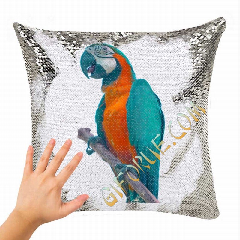 Pet Bird Dog Cat Engraved Customized Sequin Pillow Photo Gift - Click Image to Close